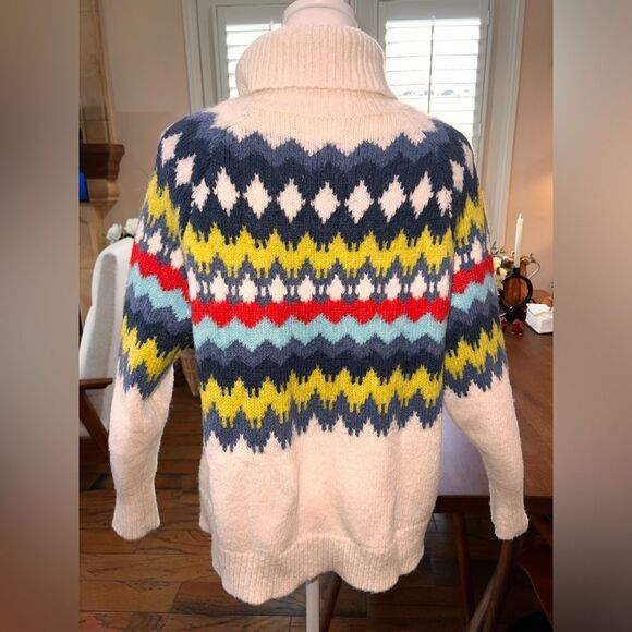 Aerie Fair Isle Half Zip Sweater Wool Blend Cozy Soft Nordic Pattern M Winter - Picture 5 of 8